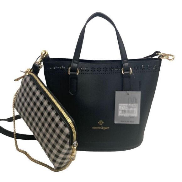 NANETTE LEPORE Women’s Bag In A Bag Satchel with Baguette Black 9X4.5X8.5 - Picture 1 of 12